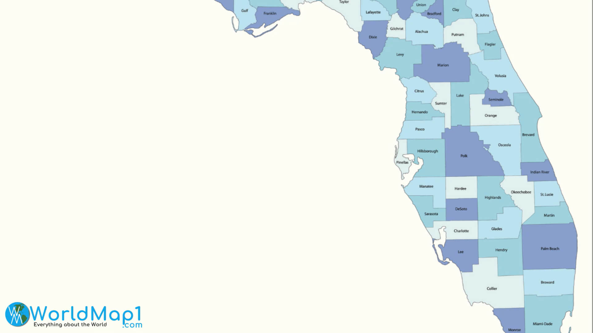 Counties Map of Florida